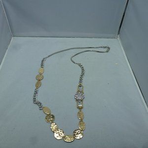 Bijou Drive silver gold necklace with coins & rhinestones